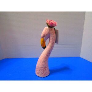 NEW Flamingo Flower Statue Figurine Coastal Florida Tropical Style